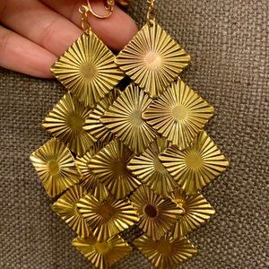 GOLD long layered chandelier metal earrings